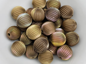 Retro Fluted Rainbow Aluminum Round Beads- 15mm - 10pcs