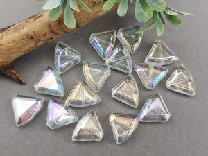 Triangle AB Glass Beads - 15x14mm - 8pcs