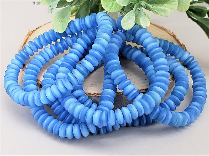 2-Tone Matte Blue Denim Czech Disc Spacers- 6mm - 50pcs