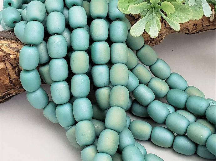 Mystic Turquoise Glass Barrels - 9x8mm - 40pcs