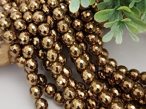 Antique Copper Faceted Hematite  - 8mm ** Half or Full Strand **