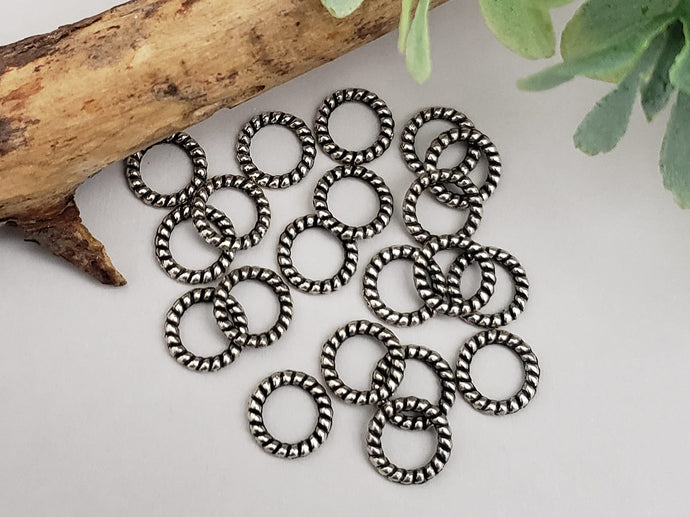 Antique Tibetan Silver Twisted Soldered Rings - 8mm - 20pcs