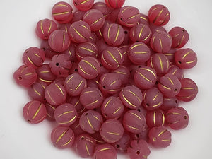 Matte Red Gold Wash Czech Melon Beads  - 8mm - 20pcs