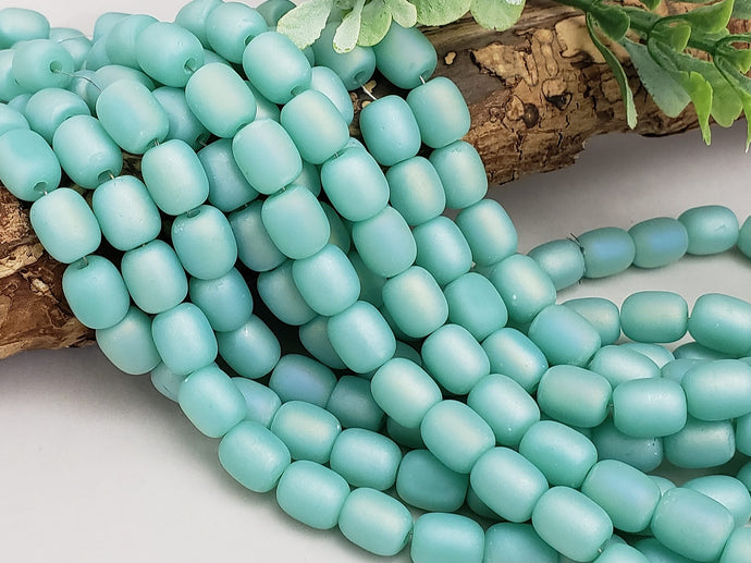 Mystic Lt Seafoam Glass Barrels - 9x8mm - 50pcs