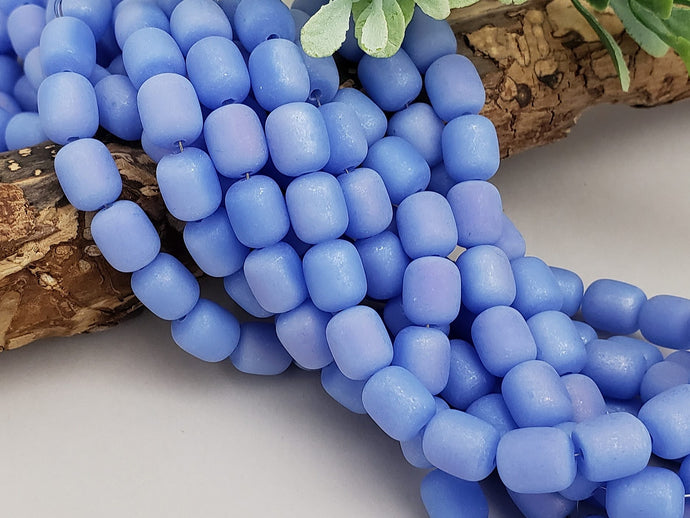 Mystic Periwinkle Blue Glass Barrels - 9x8mm - 50pcs