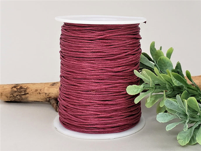 Viva Magenta Waxed Cotton Cord - 1mm - 5yds - 2023 Pantone Color