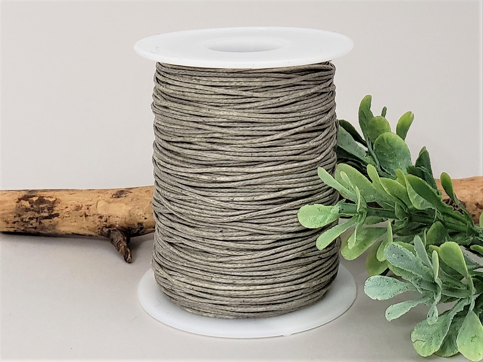Grey Waxed Cotton Cord - 1mm - 5yds