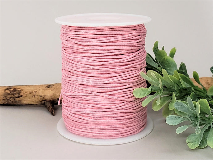 Pink Waxed Cotton Cord - 1mm - 5yds