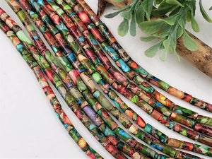 Re-STOCKED!! Multi Color - Sea Sediment Jasper Cylinder Tube - 13x4mm - 15.5" Strand