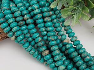 Turquoise Green Imperial Jasper Rondelles  8x5mm – 7.5" Strand