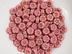 Opaque Pink Silk - TC Czech Hibiscus Flower - 7mm -12pcs