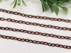 Antique Copper Cable Chain - 6x4mm - 1yd
