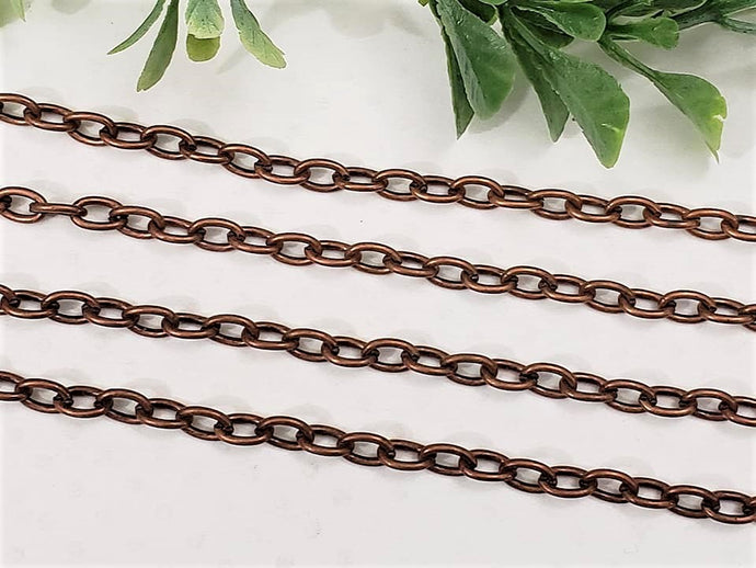 Antique Copper Cable Chain - 6x4mm - 1yd