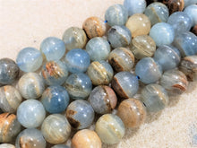 Charger l&#39;image dans la galerie, Smooth Natural Lemurian Aquatine Calcite - Blue Onyx  - 6/8mm
