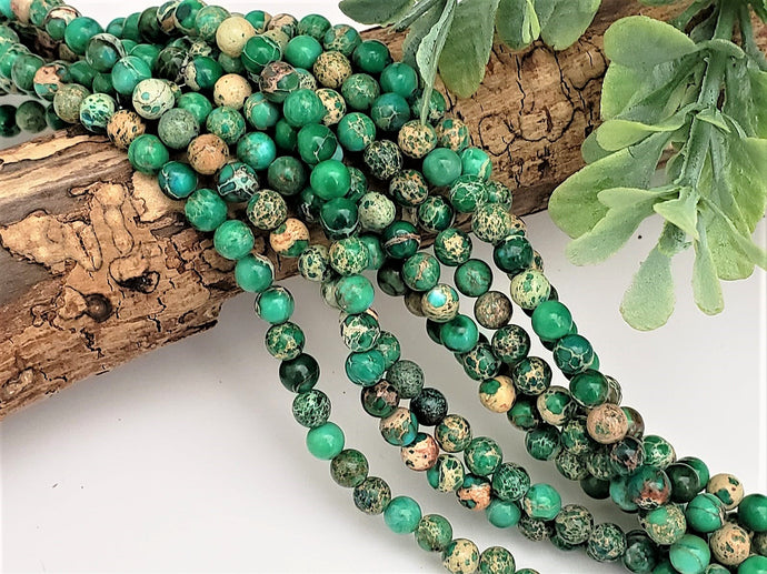 Emerald Green Sea Sediment Imperial Jasper - 4mm – 15” Full Strand