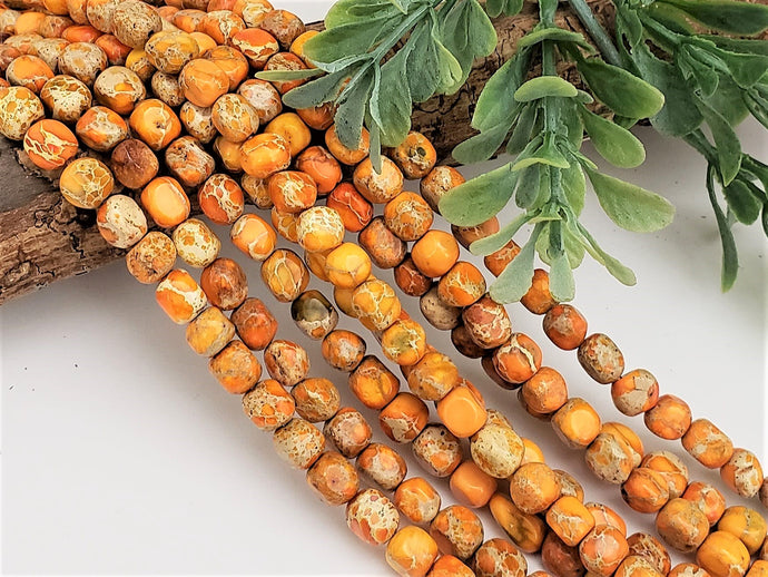 Burnt Orange Sea Sediment Jasper Nuggets - 5x7mm – 15” Full Strand