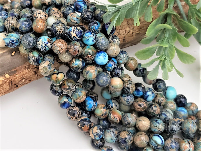 **Re-STOCK** Ocean Blue Sea Sediment Imperial Jasper - 8mm – 15” Full Strand