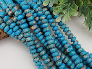 Turquoise Blue Imperial Jasper Rondelles  8x5mm – 7.5" Strand