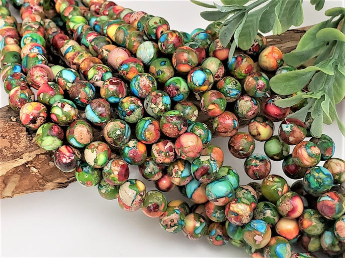 Multicolor Sea Sediment Imperial Jasper - 8mm – 15” Full Strand