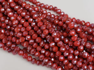 2 Tone Coral Red - Super Shine Faceted Crystals  - 8x6mm - 16" Strand