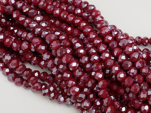 Cranberry - Super Shine Faceted Crystals  - 8x6mm - 16" Strand