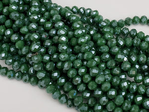 Fern Green - Super Shine Faceted Crystals  - 8x6mm - 16" Strand