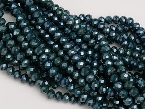 Deep Teal - Super Shine Faceted Crystals  - 8x6mm - 16" Strand