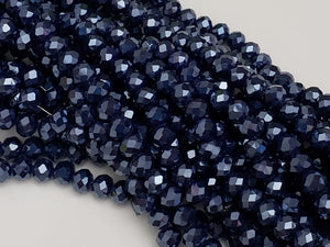 Navy Blue - Super Shine Faceted Crystals  - 8x6mm - 16" Strand
