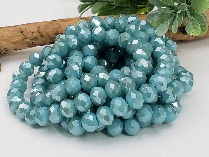2 Tone Powder Blue - Super Shine Faceted Crystals  - 8x6mm - 16