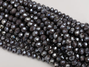 Stone Grey - Super Shine Faceted Crystals  - 8x6mm - 16" Strand
