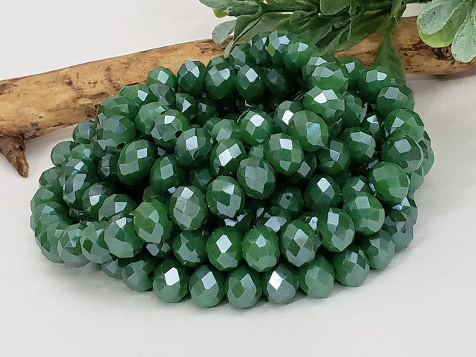 Fern Green - Super Shine Faceted Crystals  - 8x6mm - 16