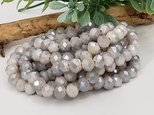 2 Tone Taupe - Super Shine Faceted Crystals  - 8x6mm - 16" Strand