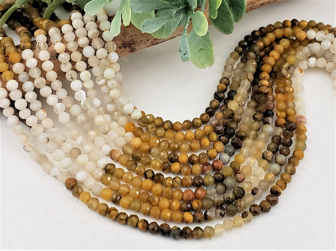 Faceted Moonstone Pietersite Mix  - 3mm - 15” Full Strand