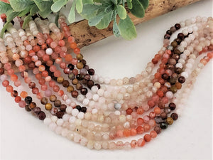 Faceted Moonstone, Pietersite, Crystal Quartz Red Inclusion Mix - 3mm - 15” Full Strand