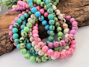 Turquoise Howlite Shell Inlay - 8mm 50pcs /16"Full Strand