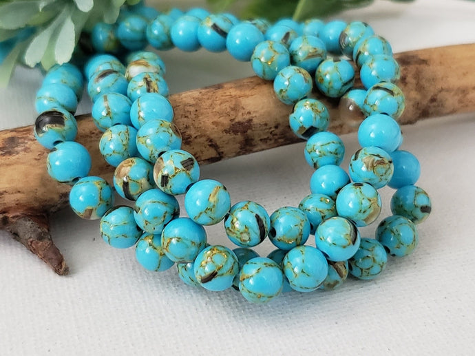 Sky Blue Howlite Shell Inlay - 8mm 50pcs /16