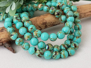 Turquoise Howlite Shell Inlay - 8mm 50pcs /16"Full Strand