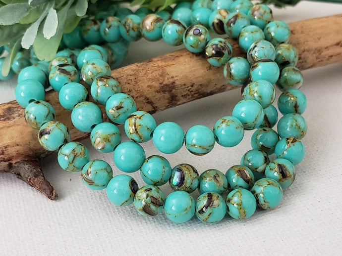 Turquoise Howlite Shell Inlay - 8mm 50pcs /16